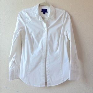 J Crew White Button Blouse, Size 4 Curvy